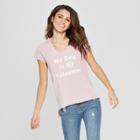 Women's Short Sleeve My Dog Is My Valentine Graphic T-shirt - Grayson Threads (juniors') Pink