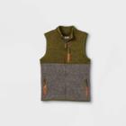 Boys' Knit Fleece Zip-up Vest - Cat & Jack Olive Green/tan