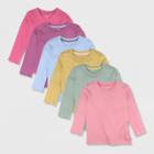 Honest Baby Toddler Girls' 6pk Autumn Long Sleeve T-shirt - Pink