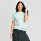 Women's Short Sleeve Crewneck Fitted T-shirt - A New Day Aqua Xs, Women's, Blue