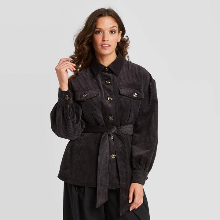 Women's Volume Sleeve Shirt Jacket - Who What Wear Black