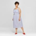 Women's Plus Size Striped Smocked Tank Midi Dress - Who What Wear Blue/white X, Blue/white