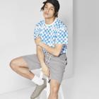 Men's Checkered Short Sleeve T-shirt - Original Use Brilliant Blue