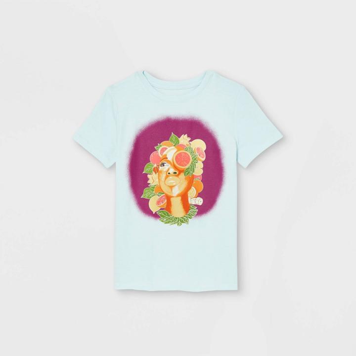 No Brand Black History Month Girls' Fruitful Woman Short Sleeve T-shirt - Blue