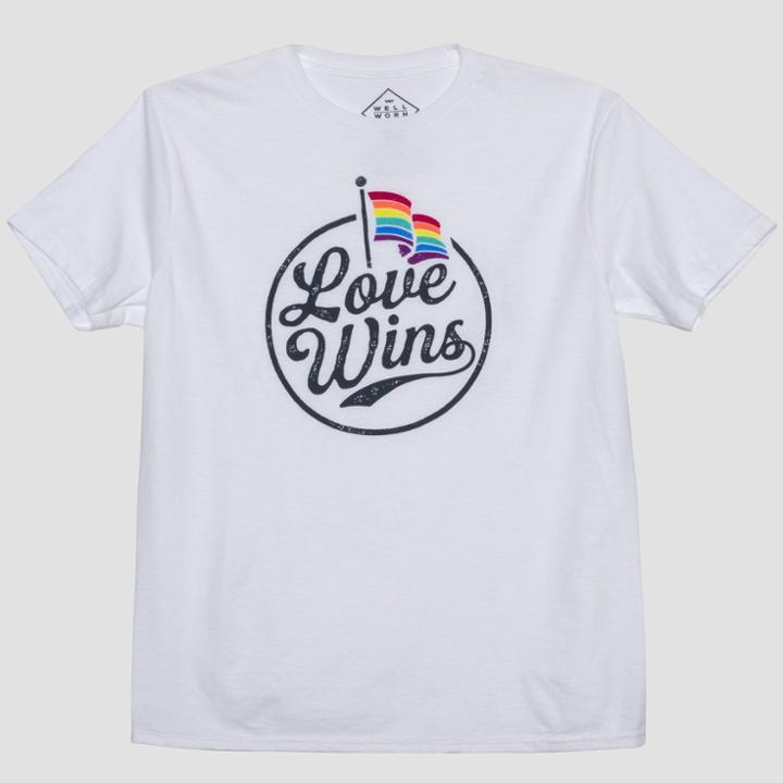 Well Worn Pride Adult Big & Tall Short Sleeve Love Wins T-shirt - White 3xlt, Adult Unisex