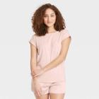 Women's Beautifully Soft Short Sleeve Sleep T-shirt - Stars Above Petal Pink