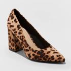 Women's Ana Microsuede Leopard Print Block Flared Heeled Pumps - A New Day Brown