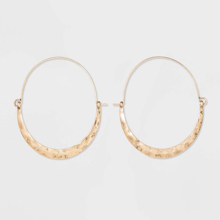 Target Hammered And Wire Crescent Hoop Earrings - Universal Thread Gold, Women's
