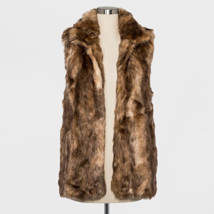 Women's Faux Fur Vest - Universal Thread Brown
