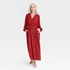 Women's Long Sleeve A-line Dress - Knox Rose Wine Red Floral