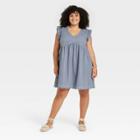 Women's Plus Size Ruffle Short Sleeve Eyelet A-line Dress - Knox Rose Gray