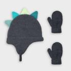 Baby Boys' Dino Hat And Magic Mittens Set - Cat & Jack Dark Gray