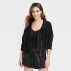 Women's Fuzzy Cardigan - A New Day Black
