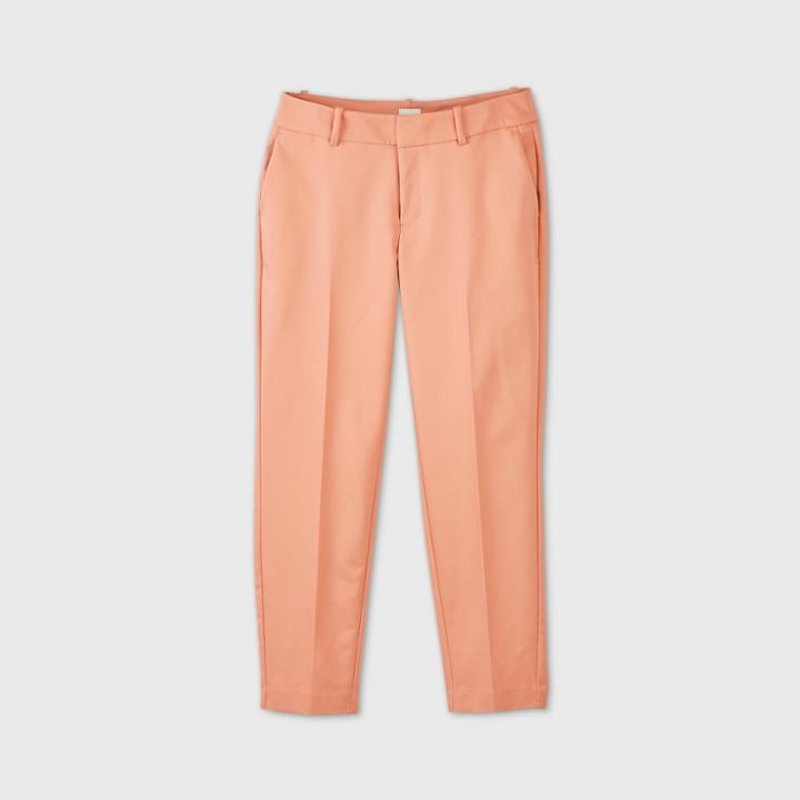 Women's Mid-rise Slim Ankle Pants - A New Day Coral 0, Women's, Pink