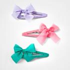 Girls' 3pk Fabric Wrapped Bow Snap Clips - Cat & Jack,