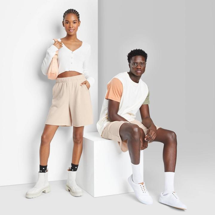 High-rise Fleece Bermuda Shorts - Wild Fable Light Taupe