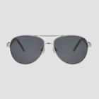 Women's Aviator Metal Shiny Sunglasses - A New Day Silver, Grey/silver