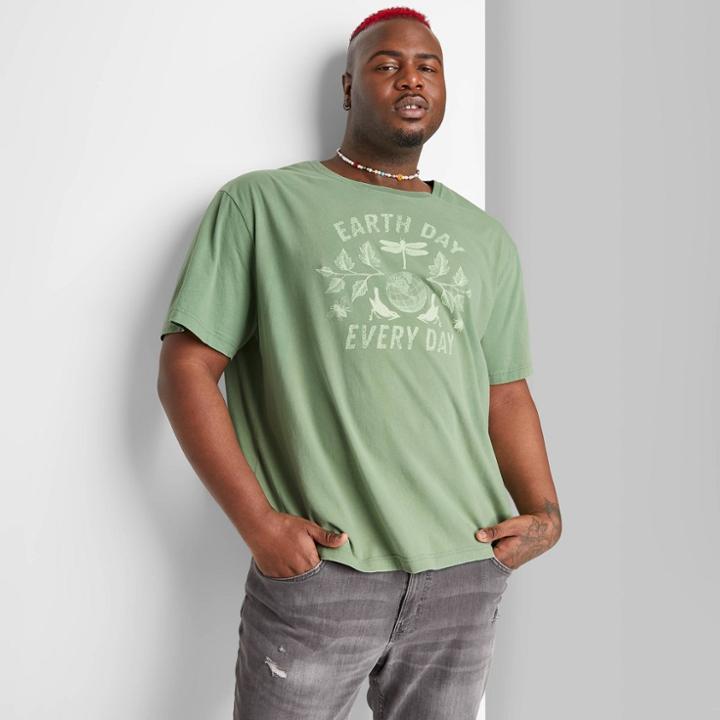 Men's Big & Tall Botanical Dyed Short Sleeve T-shirt - Original Use Fern Green/tree