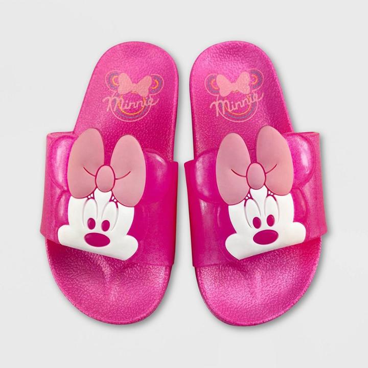Girls' Disney Minnie Mouse Slide Sandals - Pink 9-10 - Disney