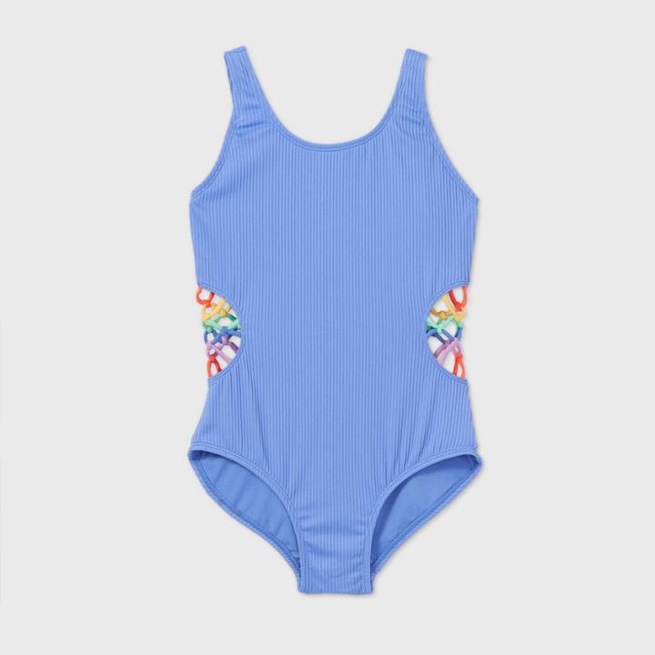 Girls' Catching Summer Vibes One Piece Swimsuit - Art Class Blue