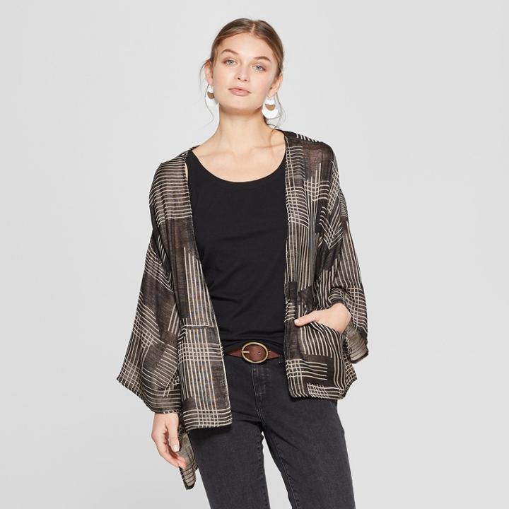 Women's Woven Geo Kimono - Universal Thread Black