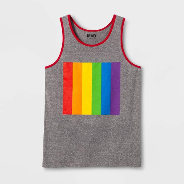 Mad Engine Pride Adult Human Tank Top - Charcoal Heather S, Adult Unisex, Gray Red