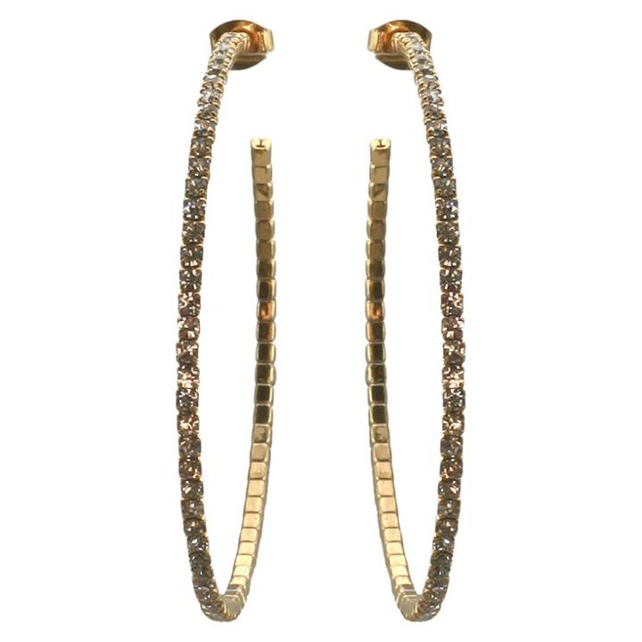Women's Zirconite 50mm Round Crystal Hoop Earrings - Gold