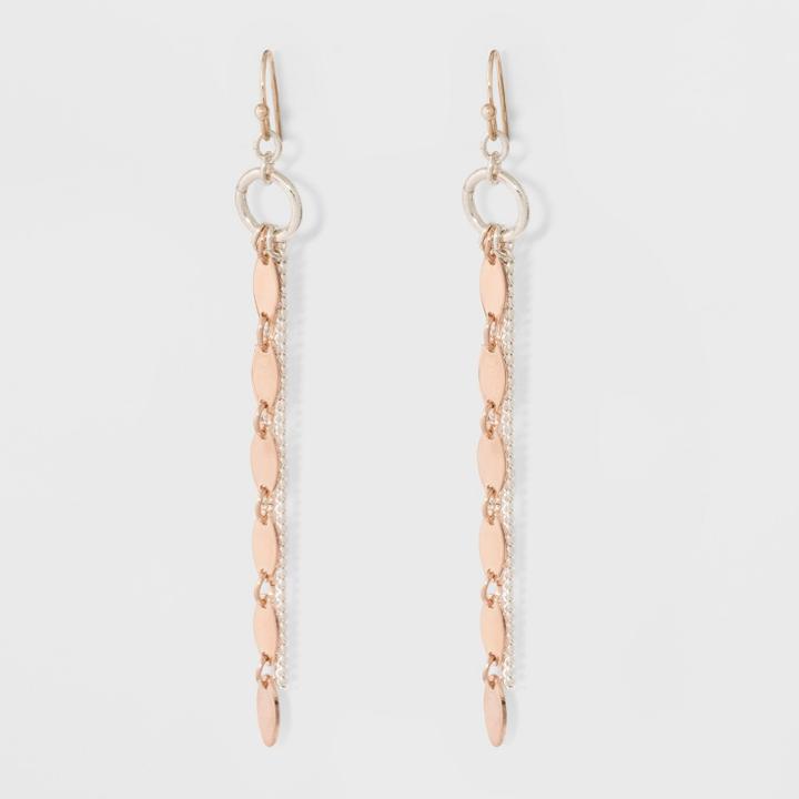 Three Chains Fish Hook Earrings - A New Day Silver/rose Gold