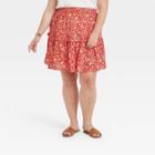 Women's Plus Size Mini A-line Skirt - Universal Thread Red Floral