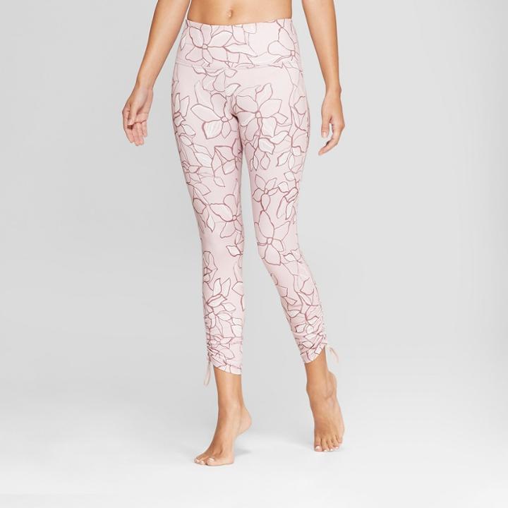 Women's Comfort High-rise 7/8 Leggings With Adjustable Ties - Joylab Violet Mist Bouquet Print M, Violet