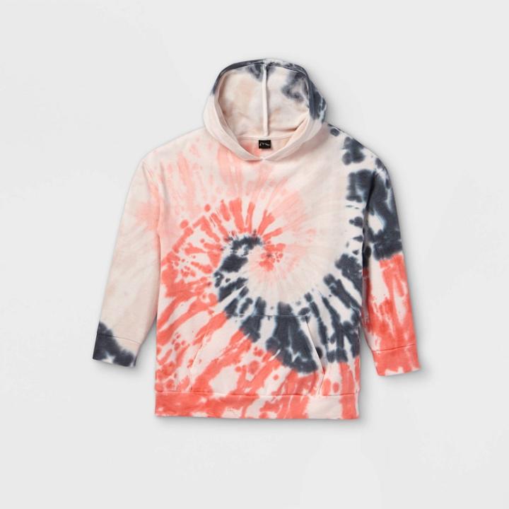 Girls' Oversized Tie-dye Sweatshirt - Art Class Pink/gray