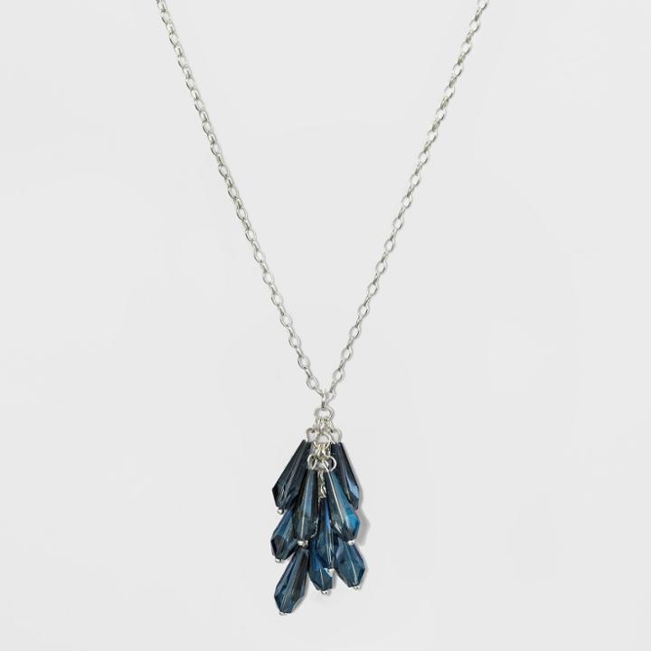 Blue Stones Long Necklace - A New Day Blue/silver
