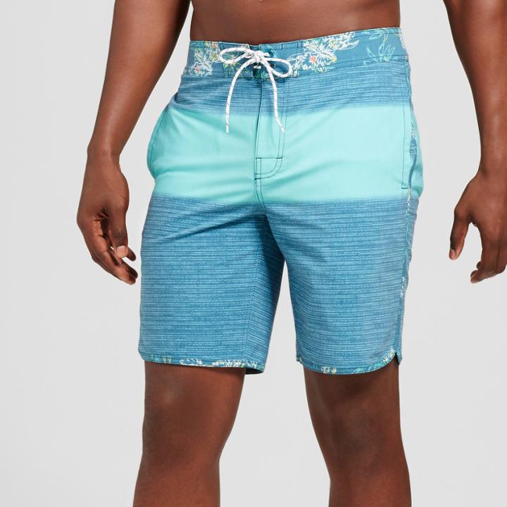 Men's 9 Floral Accents Board Shorts 10 - Goodfellow & Co Green Curacao