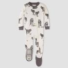 Burt's Bees Baby Baby Boys' Howling Wolf Organic Cotton Footed Pajama - Charcoal Gray