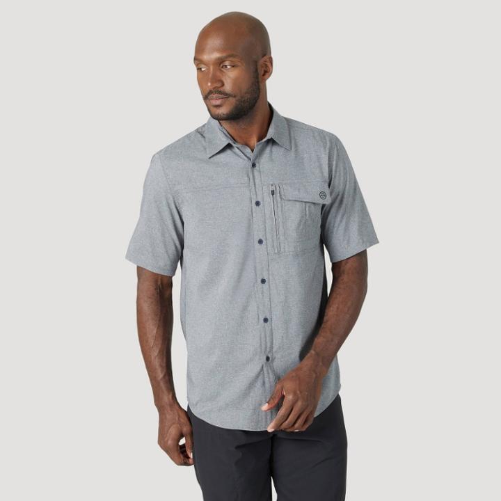 Wrangler Men's Atg Short Sleeve Button-down Shirt - Gray