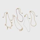 Girls' 5pk Heart Butterfly Necklace Set - Art Class Gold