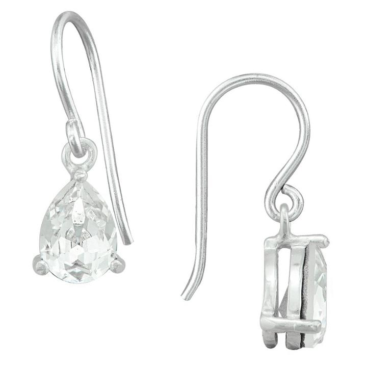 Target Women's Sterling Silver Pear Crystal Dangle Earring - White