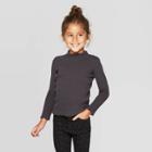 Toddler Girls' Long Sleeve Mock Neck T-shirt - Art Class Black