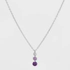 Silver Plated Triple Round Multi Cubic Zirconia Necklace - A New Day Purple