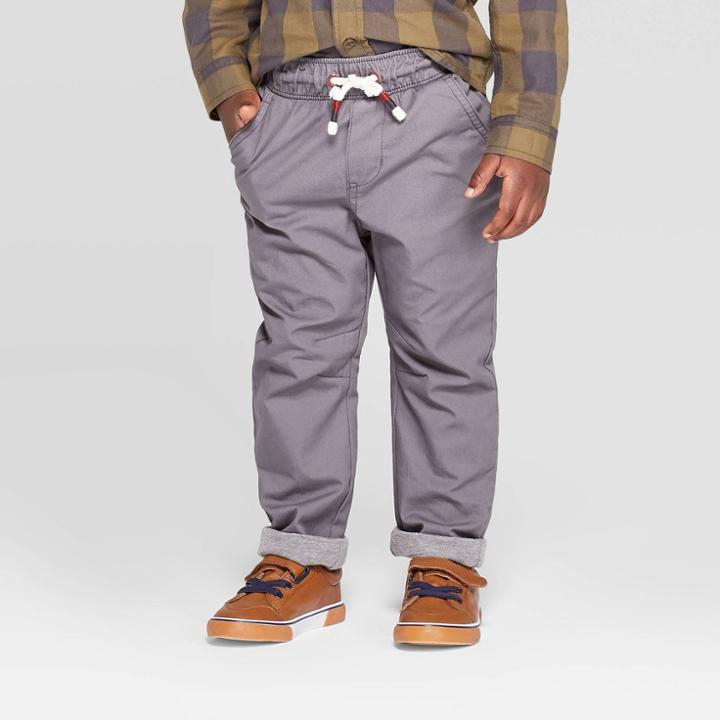 Toddler Boys' Lined Stretch Twill Pull-on Pants - Cat & Jack Gray