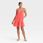 Women's Sleeveless Tiered Gauze Dress - Universal Thread Coral