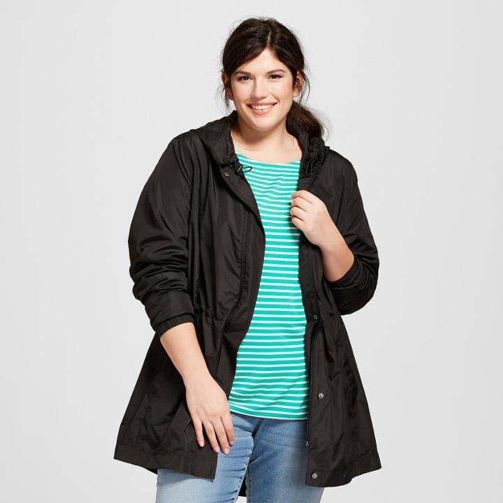 Women's Plus Size Rain Coat - Ava & Viv Black