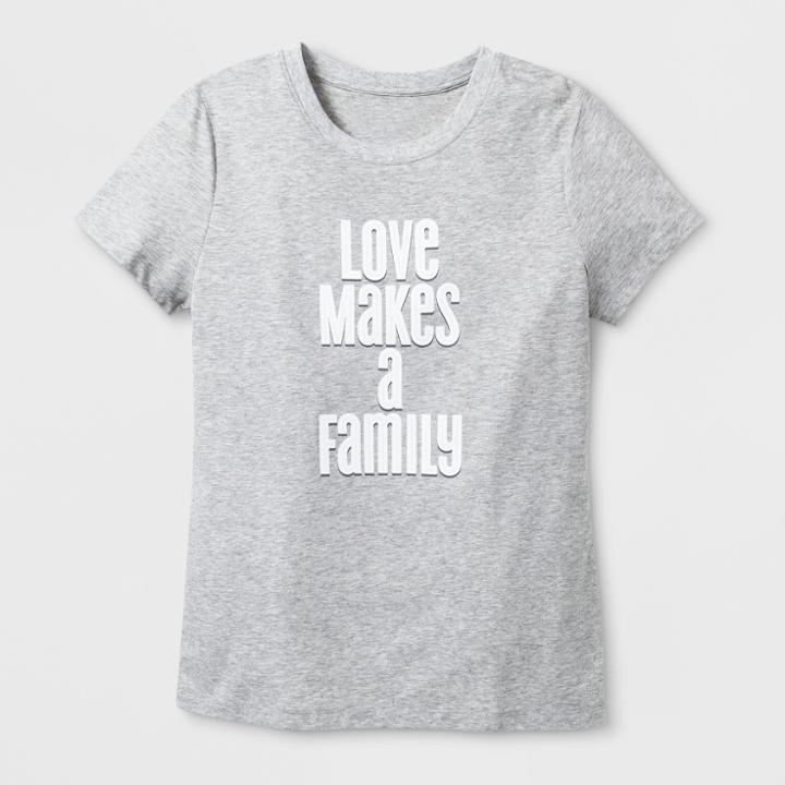 Shinsung Tongsang Women's Short Sleeve Love Makes A Family T-shirt - Heather Gray