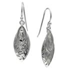 Target Women's Polished And Hammered Marquise Drop Earring In Sterling Silver -