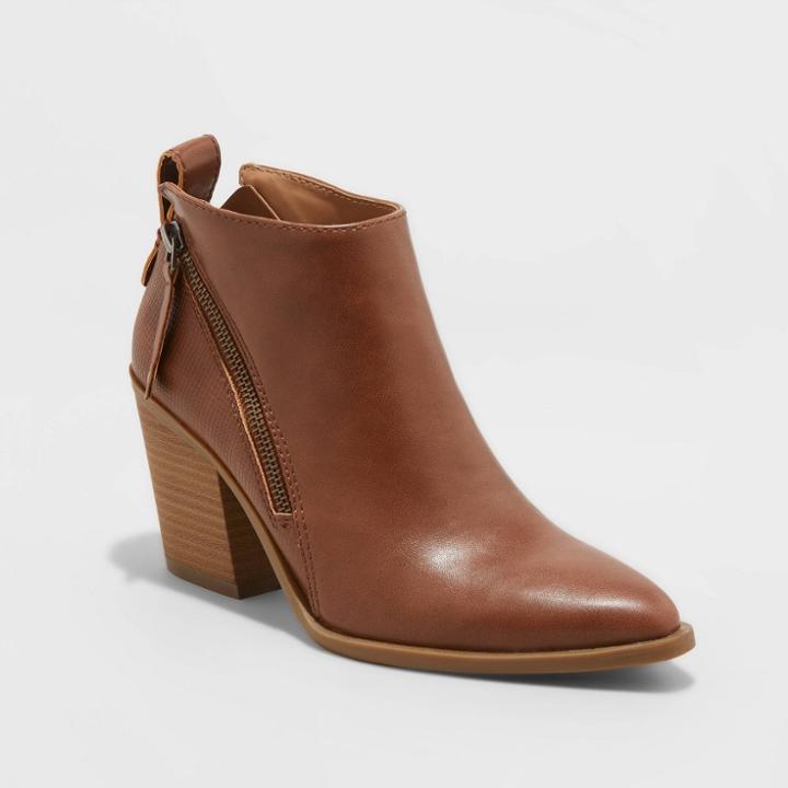 Women's Jayden Double Zip Ankle Bootie - Universal Thread Cognac