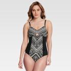 Dreamsuit By Miracle Brands Women's Slimming Control Cut Out One Piece - Black/white