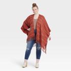 Women's Plus Size Stripe Wrap Jacket - Universal Thread Rust One Size