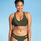 Women's V-neck Racerback Bikini Top - All In Motion Olive Green