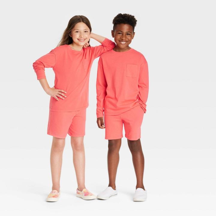 Kids' Long Sleeve T-shirt - Cat & Jack Coral