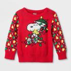 Baby Boys' Peanuts Snoopy Holiday Lights Ugly Sweater - Red